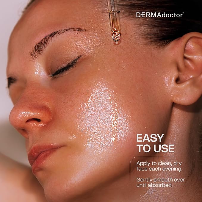 DERMAdoctor Vitamin C Oil for Face – Night Toner, Hydrating 20% Vitamin C Face Oil for Women Anti Aging with Vitamin E, Ferulic Acid & Marula Oils, Dermatologist Formulated, 1 Oz