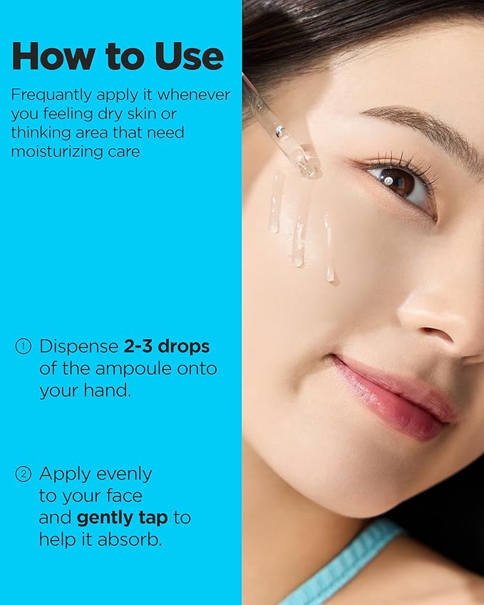 WELLAGE Real Hyaluronic Blue Ampoule 100, Korean Hydrating Serum for Face, Fragrance Free Hyaluronic Acid Deep Moisturizing Serum with Panthenol, PDRN for Sensitive Dry Skin Moisturizer, 2.54 Fl Oz_R
