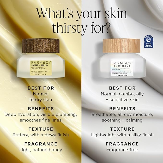 Farmacy Honey Cloud Face Moisturizer Cream - Lightweight Face Lotion with Hyaluronic Acid + Peptides - Breathable Moisture + Barrier Repair - Facial Moisturizer for Combo, Sensitive + Oily Skin (50ml)