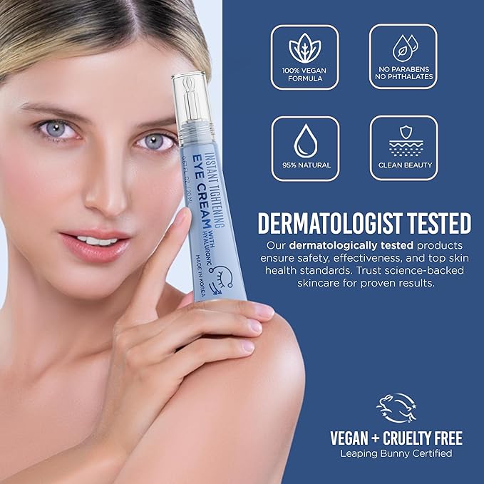 Quick Fix Hyaluronic Acid Instant Eye Tightener – Hydrating & Firming Under Eye Cream For Wrinkles & Puffiness – Dermatologist Tested, Anti-Aging Korean Skin Care – Vegan, Clean Beauty – .67 Fl Oz