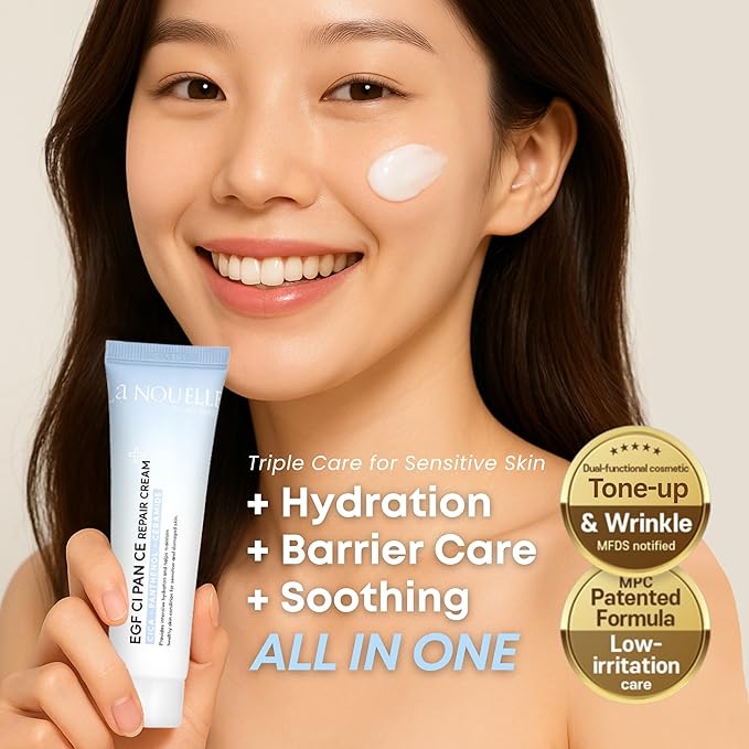 EGF Cica Panthenol Ceramide Repair Cream. Korean moisturizer for damaged, irritated, sensitive skin. Centella asiatica, niacinamide, madecassoside. K Beauty 1.69 fl oz
