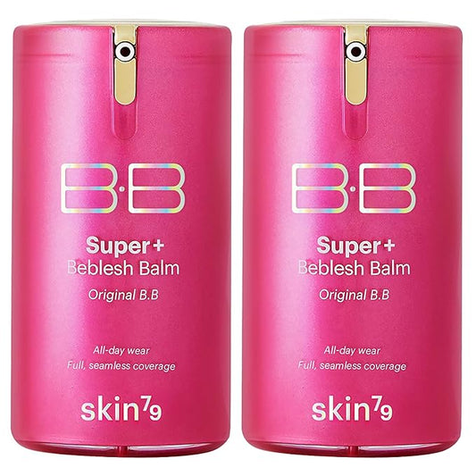 SKIN79 Super Plus Beblesh Balm Pink BB Cream 40g, 2 Pack, US Version K Beauty Flawless Radiant Base Foundation Makeup Blemish Cover Tinted Moisturizer Pink 21 color