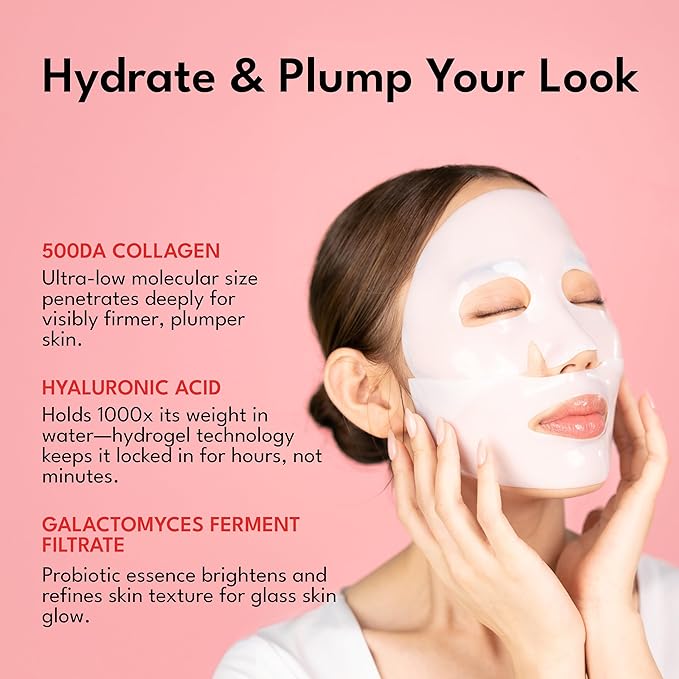 Epielle Deep Hydration BioCollagen Mask 3 Count, Overnight Hydrogel Facial Mask with 500DA Ultra-Low Molecular Collagen, Hyaluronic Acid & Galactomyces Ferment Filtrate, Korean Skin Care (Pack of 2)