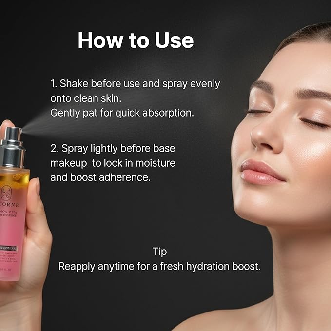 Licorne Salmon Vita Water Essence (3.38 fl oz) - PDRN & Idebenone Dual-Phase Face Mist - Hydrating Spray Serum for Glass Skin - K-Beauty Makeup Setting Spray with Niacinamide & Vitamin B12