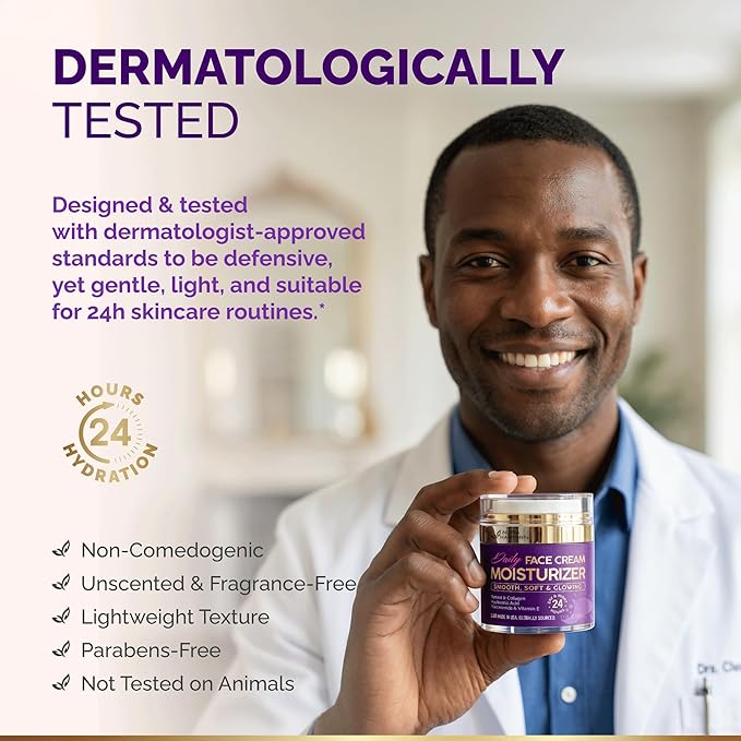 Face Moisturizer - Day & Night Face Cream - Collagen | Retinol | Hyaluronic Acid | Ceramides - Smooth, Soft & Glowing Skin - DD Cream for Women & Men - Dermatologically Tested - Made in USA 1.7 FL OZ