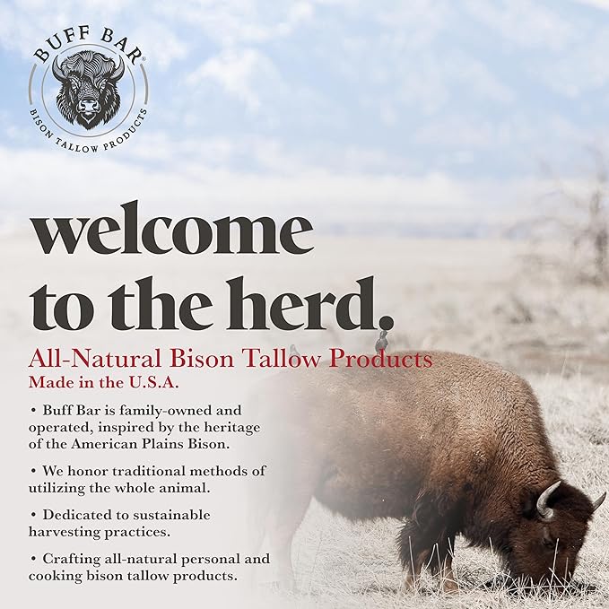 BUFF BAR Pure Bison Tallow Salve, Unscented, 4 Pack - No Irritating Ingredients, Simple & Clean, Body Butter, Full Body Hydration, Replaces Lotion, For Dry, Rough & Sensitive Skin