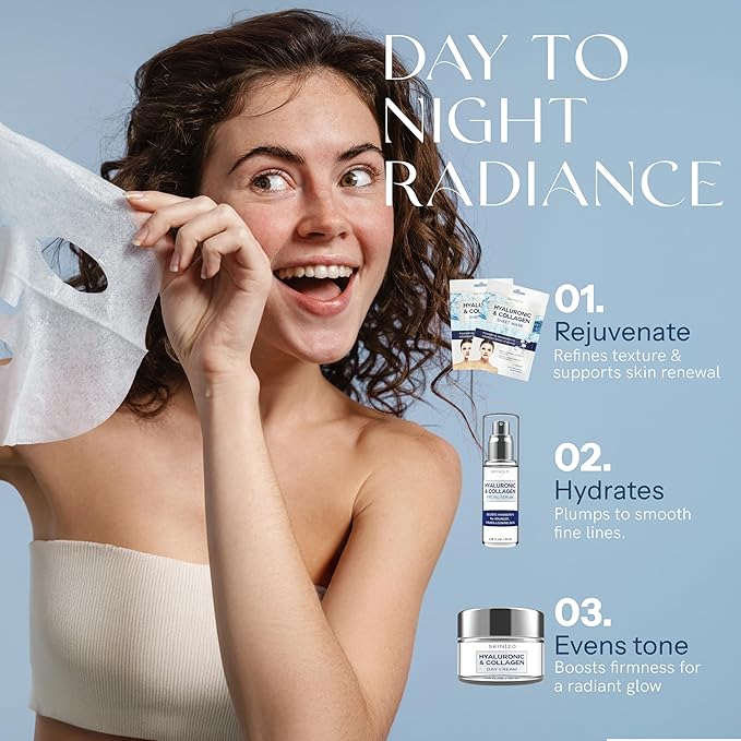 Hyaluronic Acid & Collagen Hydration Bundle – Dermatologist Tested, Anti Aging, Korean Skin Care – Hydrates, Plumps, Firms, Smooths Lines, Supports Elasticity– Vegan, Clean Beauty – Set of 3