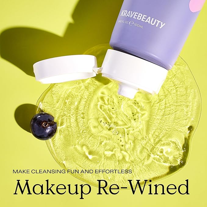KraveBeauty Makeup Re-Wined Jelly Oil Cleanser Duo – K-Beauty Transforming Daily Cleanser, Removes Makeup & Impurities, Vegan & Cruelty-Free, 3.38 fl oz x2