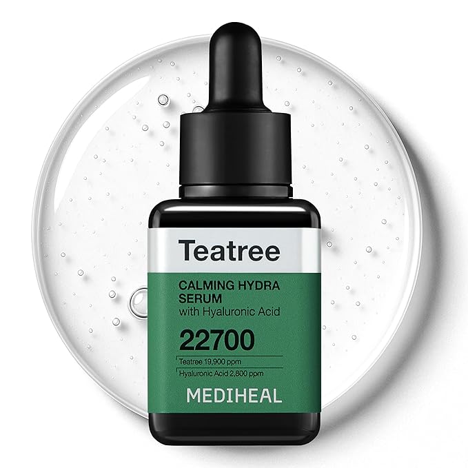 Mediheal Teatree Calming Serum 1.35 fl.oz - Quick Skin Calming and Redness Relief - Sebum Care, Oil Moisture Balance & Deep Moisturization with Hyaluronic Acid