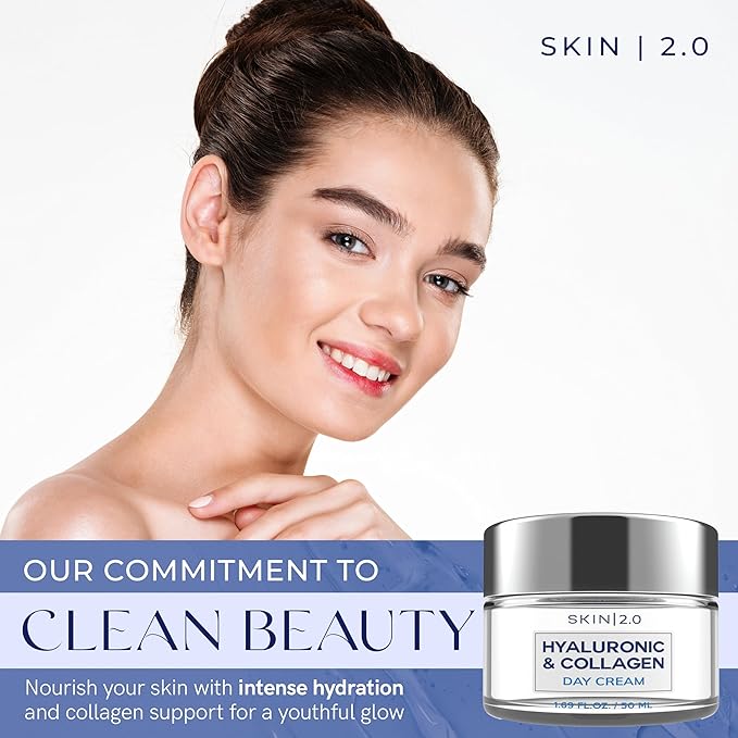 Hyaluronic Acid & Collagen Face Moisturizer – Deep Hydration, Firming & Anti-Aging Day Cream For Dry Skin – Dermatologist Tested, Korean Skin Care For All Skin Types, Clean Beauty – 1.69 Oz