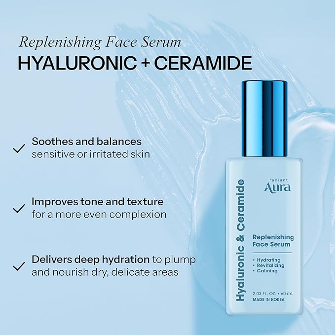 Ceramide & Hyaluronic Acid Serum For Face – Dermatologist Tested, Anti Aging, Korean Skin Care – Deep Hydration, Plumps Fine Lines, Barrier Support – Vegan, Clean Beauty – 2.03 Fl. Oz.
