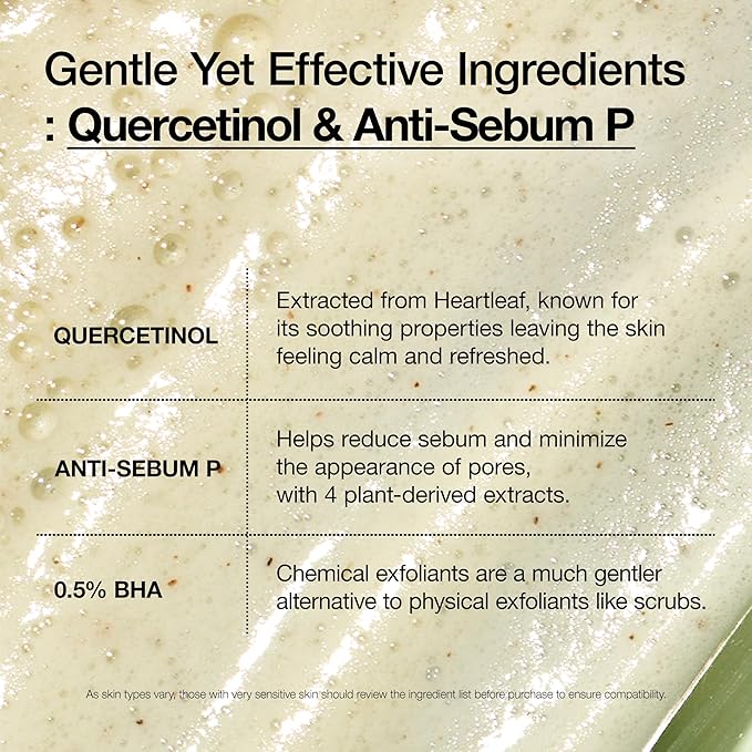 Anua Heartleaf Quercetinol Pore Deep Cleansing Foam, Face wash for Pore Refining Cleanser, Hydrating Daily Facial Cleanser For Double Cleansing, Gentle Foaming with BHA, Korean Skincare, 5.07 fl.oz