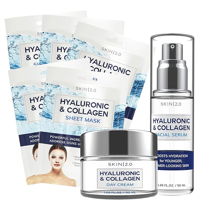 Hyaluronic Acid & Collagen Hydration Bundle – Dermatologist Tested, Anti Aging, Korean Skin Care – Hydrates, Plumps, Firms, Smooths Lines, Supports Elasticity– Vegan, Clean Beauty – Set of 3