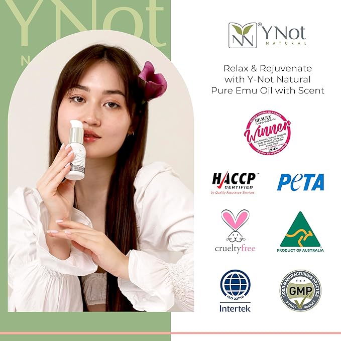 Y Not Natural Pure Emu Oil - Organic Moisture for Face, Body, Hair, Scalp & Nails - Rich in Omega 3-6-9, Vitamins & Essential Minerals - Australian Emu Oil (200ml) 6.76 fl oz - Sandalwood