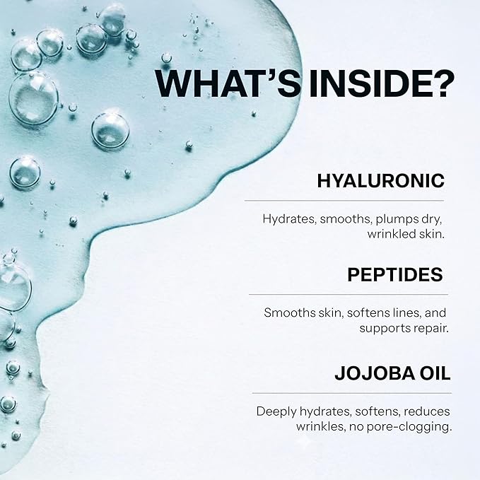 Hyaluronic Acid Serum For Face with Peptides - Deep Hydration, Firming, Plumping & Anti Aging - Dermatologist Tested, Korean Skin Care, Vegan Clean Beauty, Cruelty Free - 1.69 Fl Oz