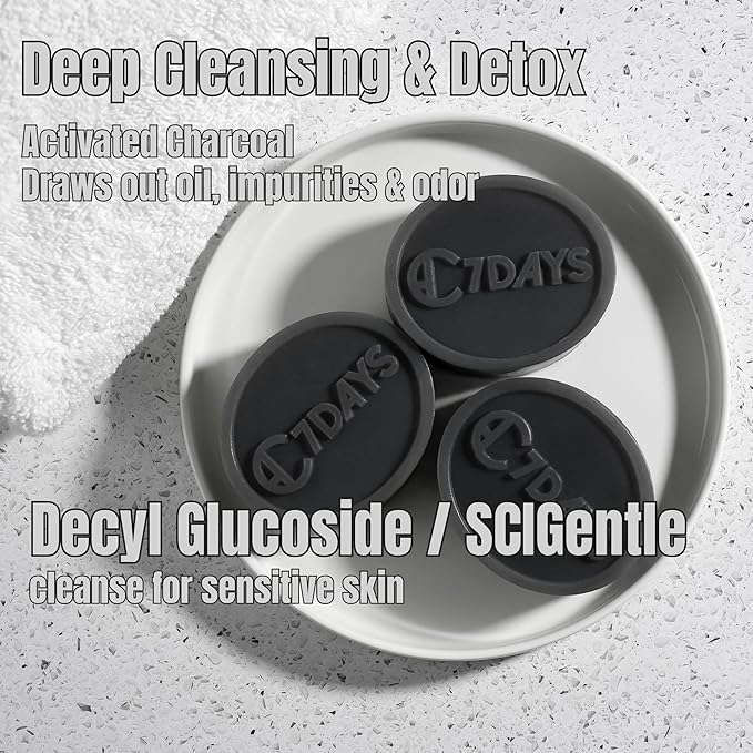 CDH7DAYS EWG VERIFIED VEGAN BAR SOAP/HANDMADE (MADE IN KOREA) Natural Body Soap Bar, Plant-Based, Handmade SOFT MILKY SOAP (Recommendation for MOTHER) (2, CHARCOAL)