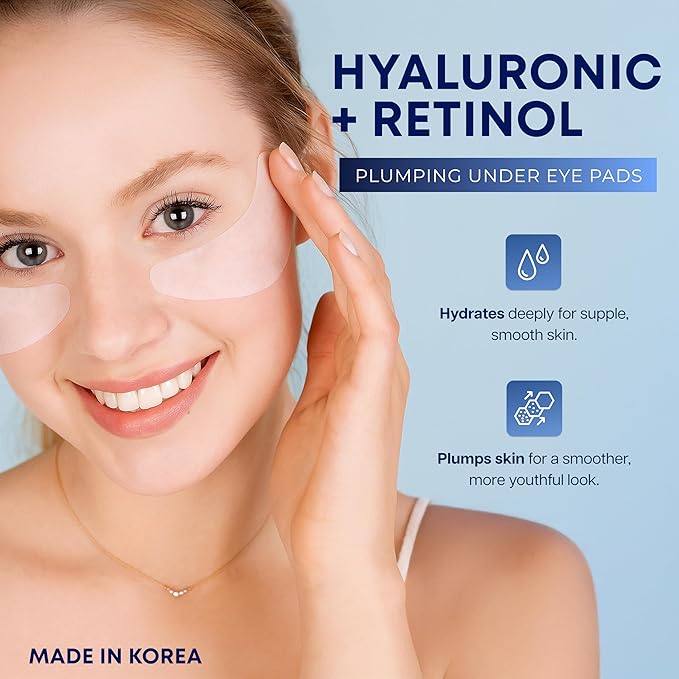 Clear Beauty Hyaluronic Acid & Retinol Under Eye Patches – Hydrating & Firming Eye Pads for Puffy Eyes & Dark Circles – Dermatologist Tested, Anti-Aging Korean Skin Care – Clean Beauty – 5 Pairs