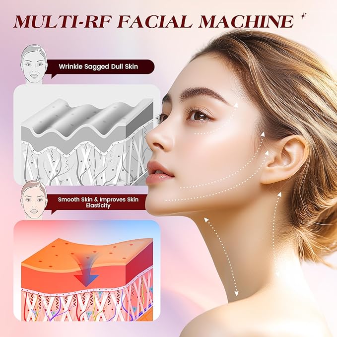 INTEO Microcurren Facial Device, 3 Modes Red Light Therapy for Face and Neck, Skin Care Facial Massager Perfect Gifts for Women Men(Gold)