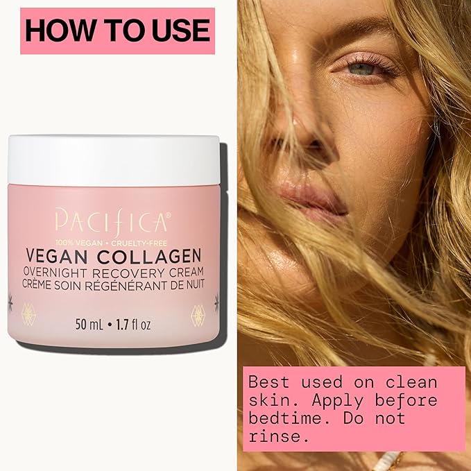 Pacifica Night Face Cream - Vegan Collagen Overnight Recovery Cream, Nighttime Face Cream for Anti-Aging & Wrinkles, Improves Dry Skin & Redness Vegan, Clean Beauty, Dermatologist Tested