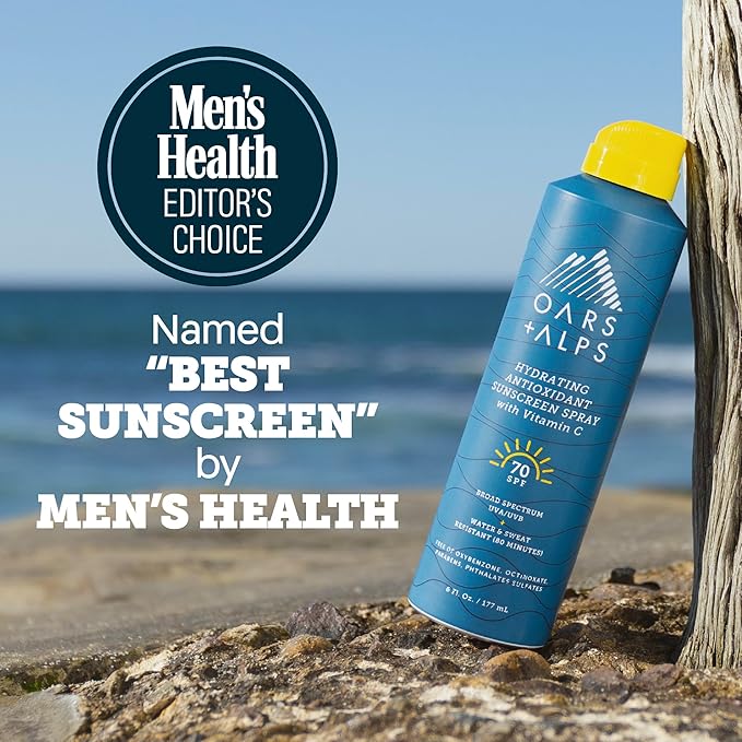 Oars + Alps SPF Face & Body Broad Spectrum Sunscreen Spray | Fast-Absorbing, Lightweight, Non-Greasy, Hawaii Reef Act 104 Compliant, Water-Resistant, Octinoxate + Oxybenzone Free