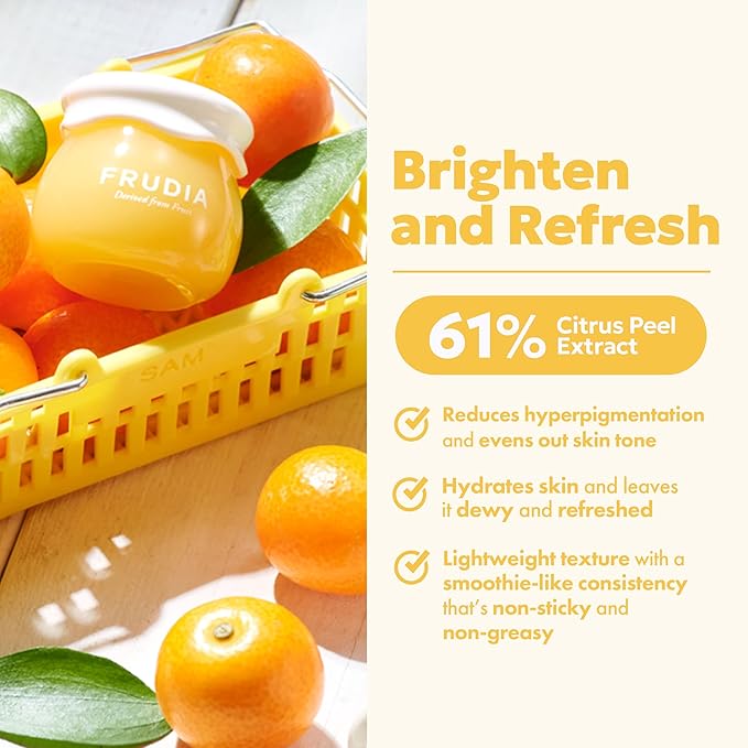FRUDIA Citrus Brightening Cream (1.94 oz) - Brightening and Vitamin-Rich Korean Face Moisturizer w/61% Citrus Peel Extract, Niacinamide & Vitamin C | Vegan & Cruelty Free