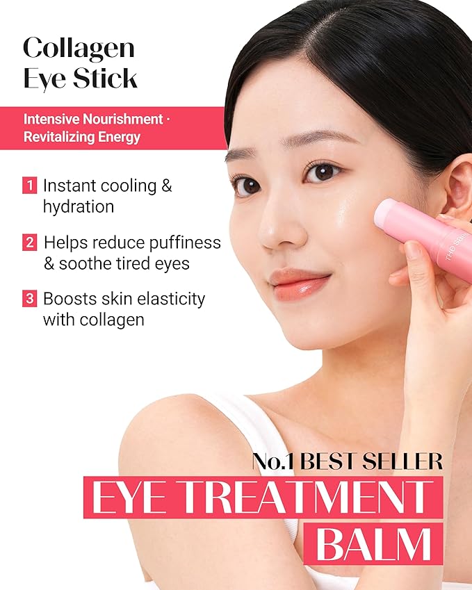 THESAEM Iceland Hydrating Eye Stick 3-Pack Set with Cute Bear Keyring - Cooling Balm Trio for Dark Circles, Wrinkles & Puffiness – Peptide & Collagen Under Eye Treatment - K-Beauty Gift Set