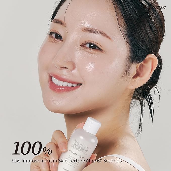 R60 Rice Enzyme Face Wash Powder – Exfoliating Facial Cleanser with Rice Bran Extract, Gentle Powder Wash for Sensitive Skin, Deep Pore Care, Korean Skin Care, Fragrance Free, 1.76oz