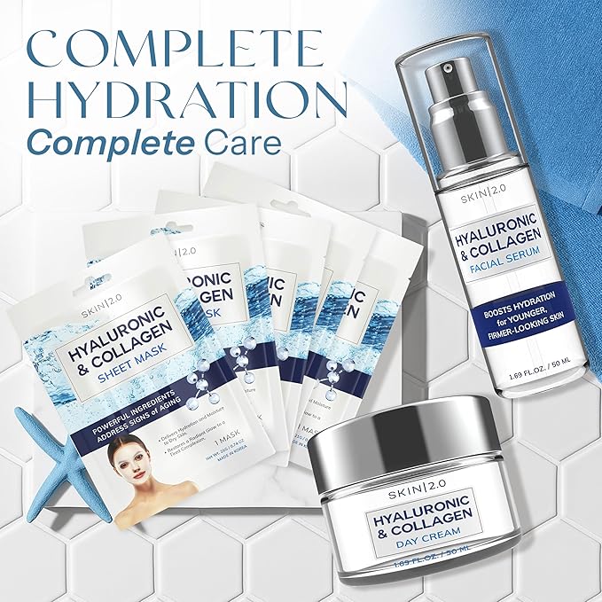 Hyaluronic Acid & Collagen Hydration Bundle – Dermatologist Tested, Anti Aging, Korean Skin Care – Hydrates, Plumps, Firms, Smooths Lines, Supports Elasticity– Vegan, Clean Beauty – Set of 3