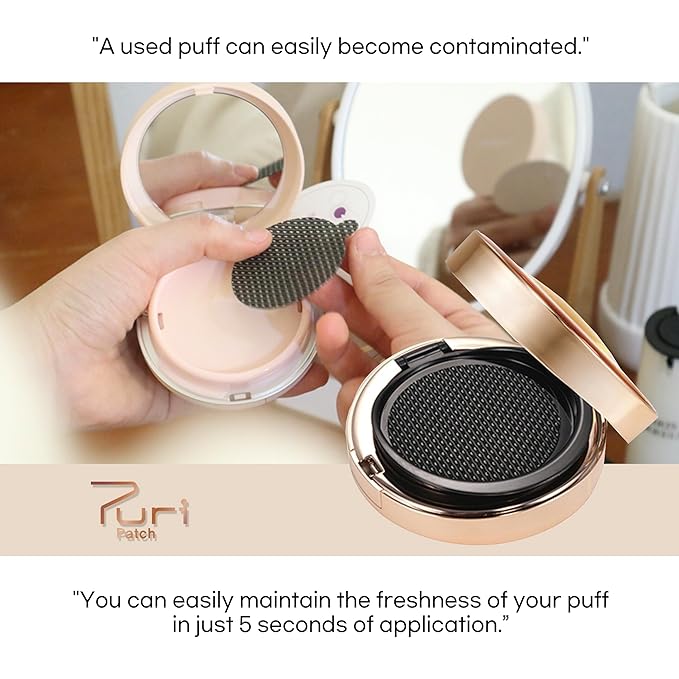 Cushion Puff Protector – 5 Individually Wrapped Copper Stickers for Makeup Puff Hygiene, Reduce Breakouts from Dirty Puffs, K-Beauty Compact Accessory, Daily Skincare Routine Essential