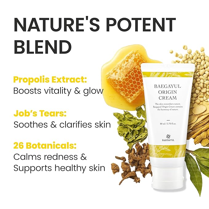 ORIGIN Face Moisturizer Cream - Korean Daily Moisturizer with Propolis & Coix Seed Extract complex - Deep skin Hydration & Soothing for Dry, Sensitive Skin [ 2.71 fl oz ]