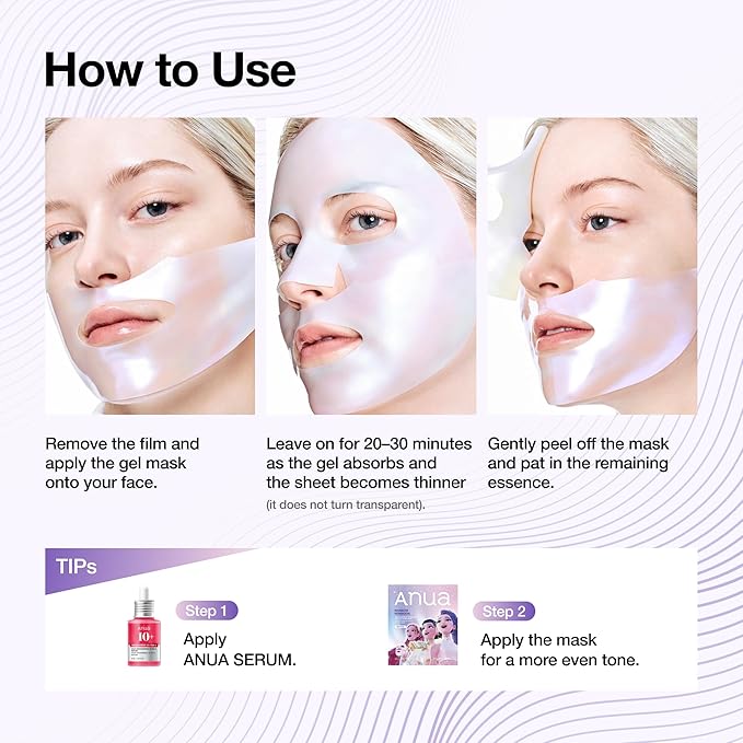 ANUA Vita Collagen Mask, Hydrogel Face Mask for Cooling & Skin Firmness, Dullness Care with Vitamin C, Radiant Glass Skin Effect, KPop Demon Hunters, Korean Skincare (4ea)
