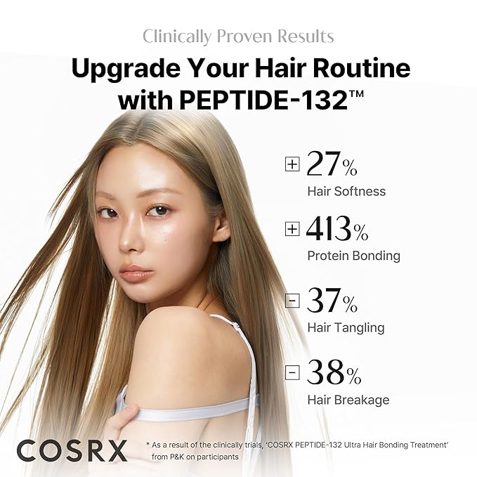 COSRX PEPTIDE 132 Hair Bonding Repair Treatment - Deep Conditioner Hair Mask for Damaged, Dry Hair, Repairs Breakage & Split Ends, For All Hair Types – 4.05 fl oz