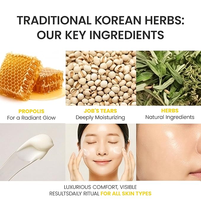 ORIGIN Face Moisturizer Cream - Korean Daily Moisturizer with Propolis & Coix Seed Extract complex - Deep skin Hydration & Soothing for Dry, Sensitive Skin [ 2.71 fl oz ]