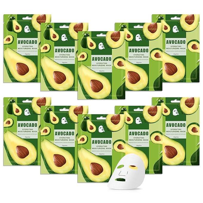 10 Pack Variety Facial Sheet Masks Skin Care Set, Hydrating Bulk Sheet Face Masks Skincare Gifts Set for Women Men, Long Lasting Moisturizing Face Mask Skincare for All Skin Type（A8