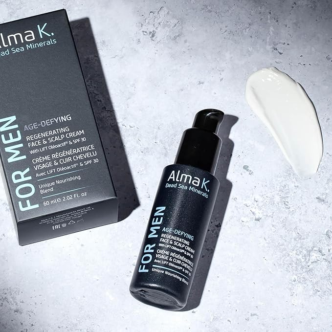 Alma K Age Defying Regenerating Face and Scalp Cream With SPF 30 - Daily Moisturizer for Men - 2 oz