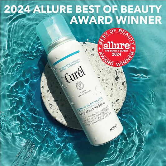Curel Japanese Skin Care Deep Moisture Spray, Spray on Moisturizer for Dry Skin, Face Hydrating Spray with Ceramides, 5 Oz