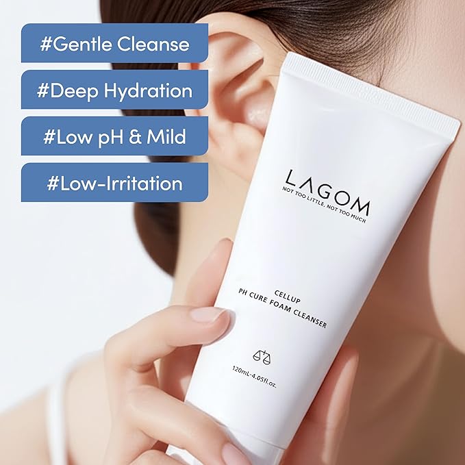 LAGOM Cellup pH Cure Foam Cleanser | Low pH, Skin Barrier Protection, Natural Deep Face Cleansing, K-Skincare, Mild, 5.5 Subacid for Sensitive Skin 4.05 Fl Oz