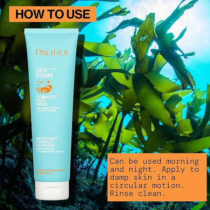 Pacifica Beauty Sea Foam Face Wash, Daily Gentle Foaming Cleanser, With Coconut Water + Sea Algae, Removes Makeup, For Combination and Oily Skin, Vegan & Cruelty Free