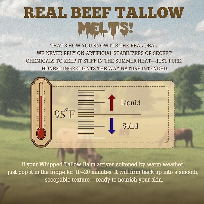 Whipped Tallow Honey Balm, Beef Tallow for Skin Face, 100% Organic Grass-Fed Beef Tallow Balm with Raw Honey, Hydrating Repairing Tallow Face Moisturizer for Dry & Sensitive Skin, Unscented, 2 Oz