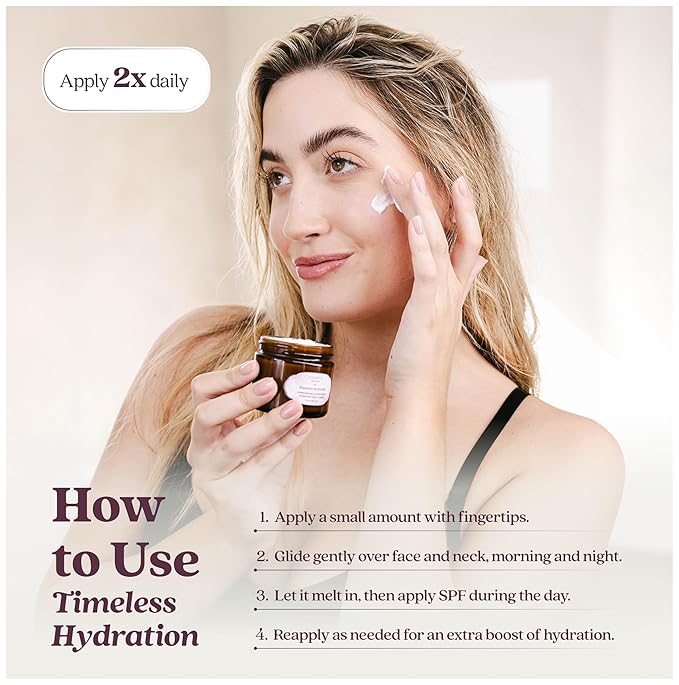 Cosmette Timeless Hydration - Ultra Hydrating Triple Hyaluronic Acid Face Moisturizer w/Squalane, Ceramides, Vitamins C & E, Rosehip & Tamanu Oil - Vegan, Natural Skin Care for Clean Beauty, 2 Fl Oz