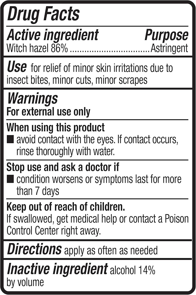 Amazon Basics Witch Hazel USP Astringent for Oily Skin, Relief from Irritation and Redness, Unscented, 16 Fluid Ounces (Previously Solimo)