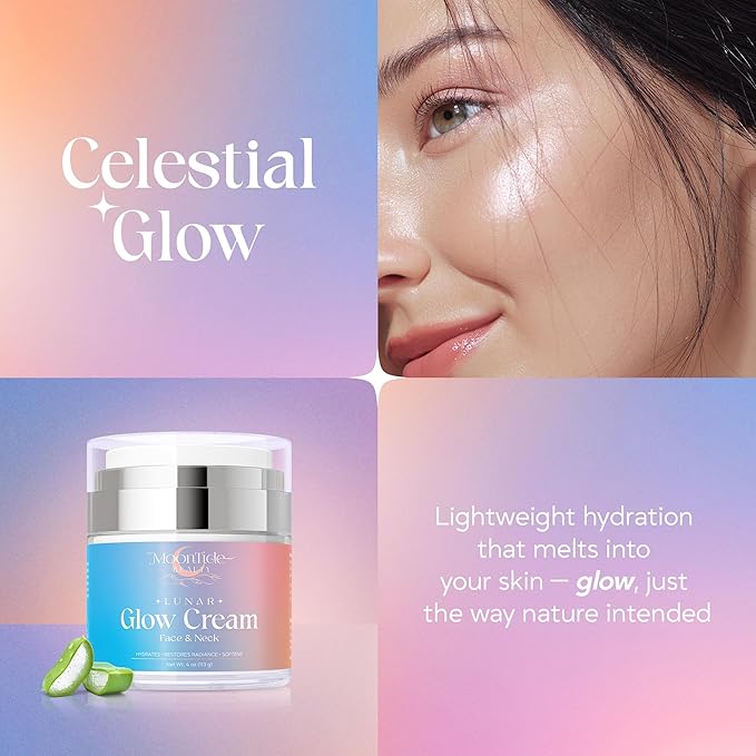 Moisturizer Face Cream, Lunar Glow Face and Neck Cream with Niacinamide & Kojic Acid, Brightening and Whitening, Hydrating Facial Moisturizer, Even Looking Skin Tone, 1.9 Oz