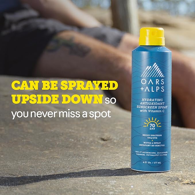 Oars + Alps SPF Face & Body Broad Spectrum Sunscreen Spray | Fast-Absorbing, Lightweight, Non-Greasy, Hawaii Reef Act 104 Compliant, Water-Resistant, Octinoxate + Oxybenzone Free