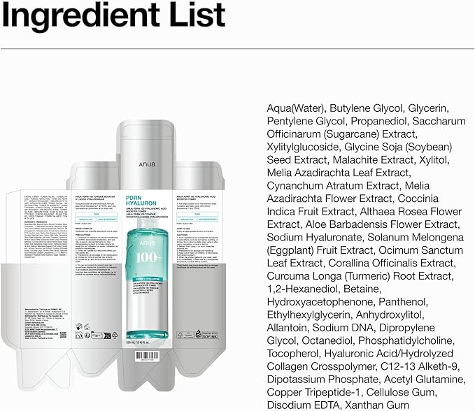 Anua PDRN 100 Hyaluronic Acid Booster Toner, Hydrating Face toner for Dry & Sensitive Skin, Salmon DNA with Moisture Plumping Effect, Glowy Non-Sticky Daily Toner, Korean Skincare (250ml / 8.45 fl oz)