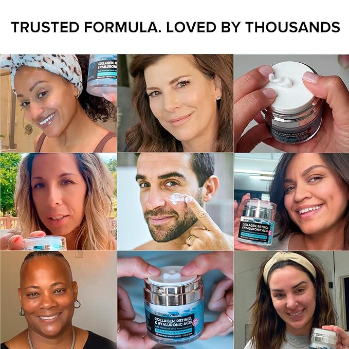 Anti-Aging Face Moisturizer with Retinol, Collagen & Hyaluronic Acid - Made in USA - Moisturizer Face Cream for Women & Men - Firming & Hydrating Neck Cream - Day & Night Skin Care - 2-Pack