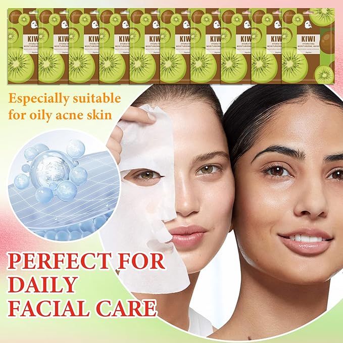 10 Pack Variety Facial Sheet Masks Skin Care Set, Hydrating Bulk Sheet Face Masks Skincare Gifts Set for Women Men, Long Lasting Moisturizing Face Mask Skincare for All Skin Type（A10)