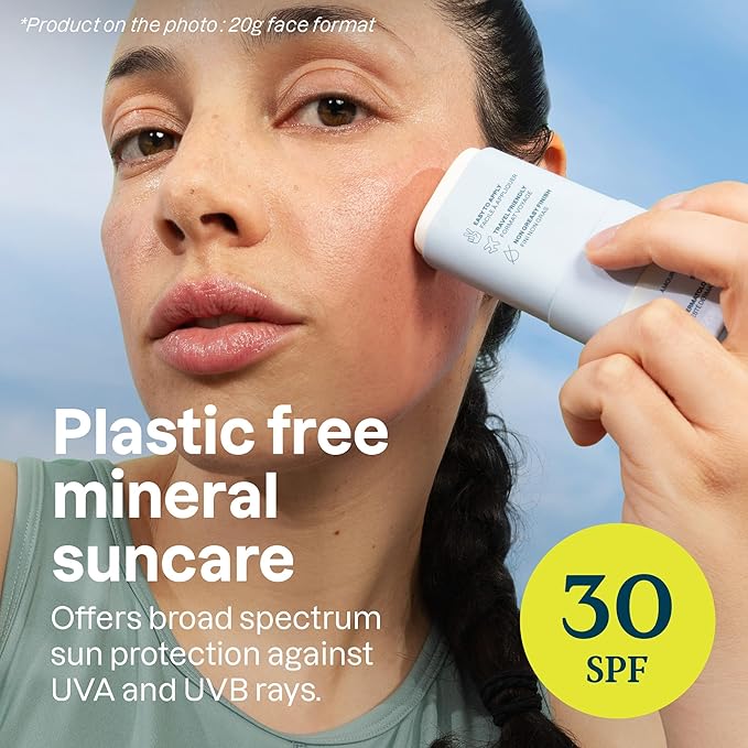 ATTITUDE Mineral Sunscreen Face Stick for Sensitive Skin, SPF 30, EWG Verified, Plastic-Free, Broad Spectrum UVA/UVB Protection with Zinc Oxide, Dermatologically Tested, Vegan, Unscented, 0.7 Ounce