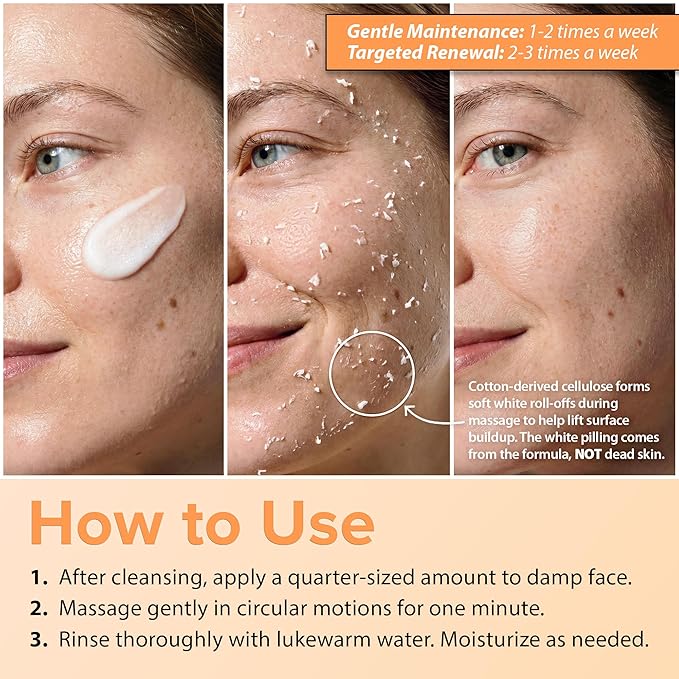 Ebanel Brightening Peeling Gel with Cotton Cellulose, Rice, Papaya, Centella, Hyaluronic Acid for Face and Body, Gentle Exfoliating Face Scrub Gel Peel Wash, Deep Pore Cleanser Minimizer Exfoliator