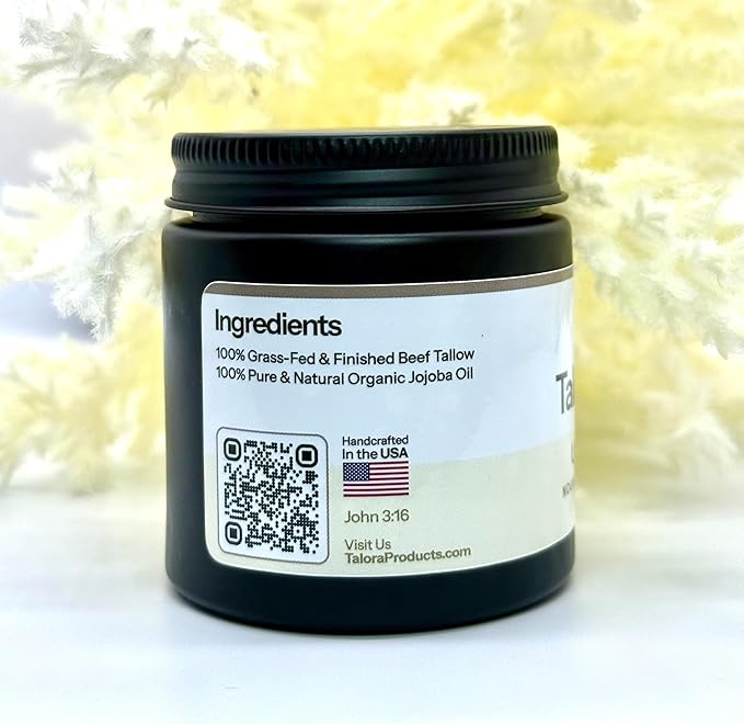 Tallow Balm: Unscented | 100% Grass-Fed & Finished Beef Tallow with Organic Jojoba Oil | Deep Moisture Balm | All-Natural Multipurpose Skincare for Dry & Sensitive Skin (4oz)