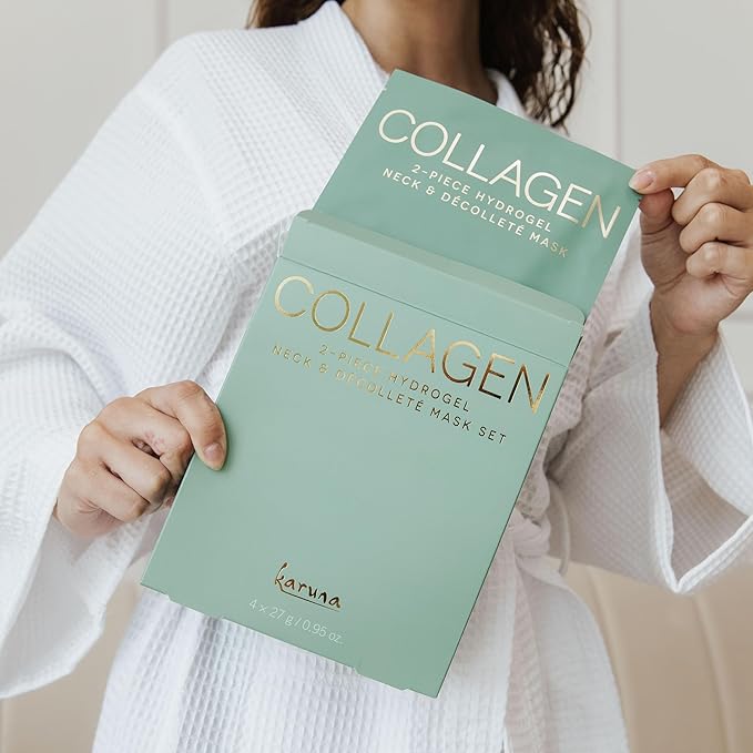 Karuna Collagen Neck & Chest Hydrogel Mask 1-Pack | Firming & Hydrating K-Beauty Masks with Collagen, Peptides & Niacinamide | For Wrinkles & Sagging Skin | Cruelty-Free